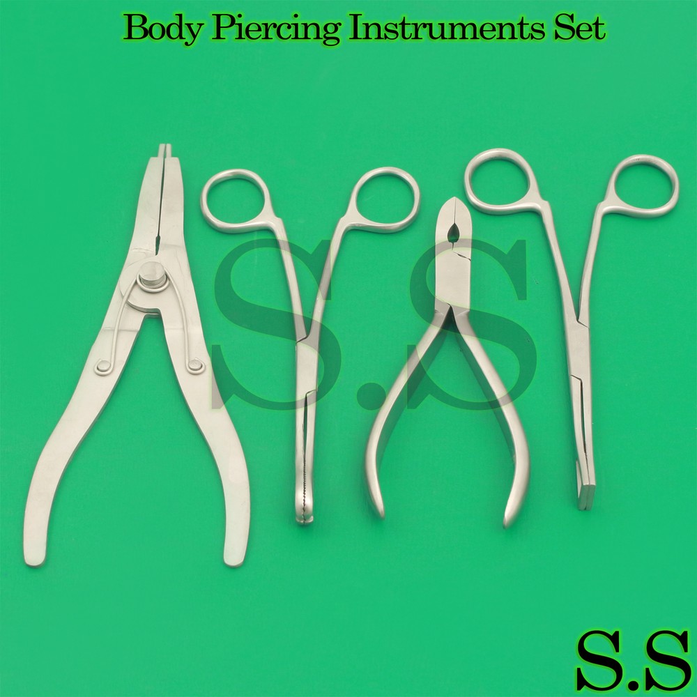 4 Body Piercing Instruments kit Tools Penington Forceps DS-1113