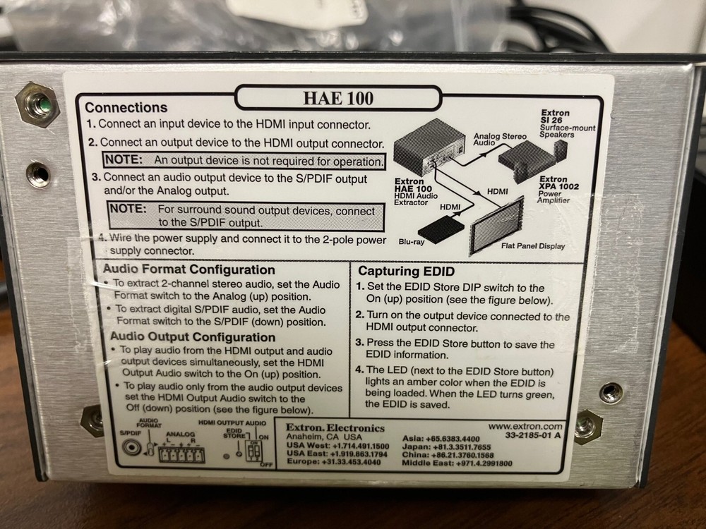 Extron HAE 100 Audio De-embedder with Power Supply