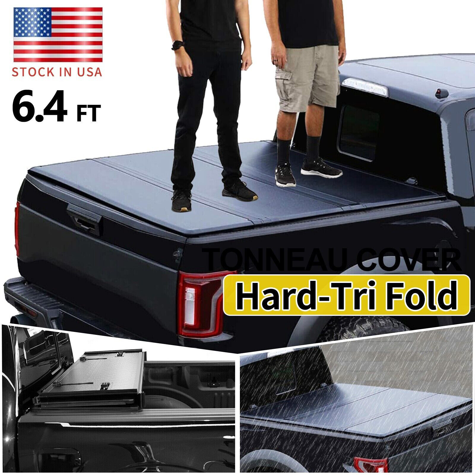 Hard Tri-Fold Tonneau Cover For 03-24 Dodge Ram 1500 2500 3500 6.4FT Truck Bed