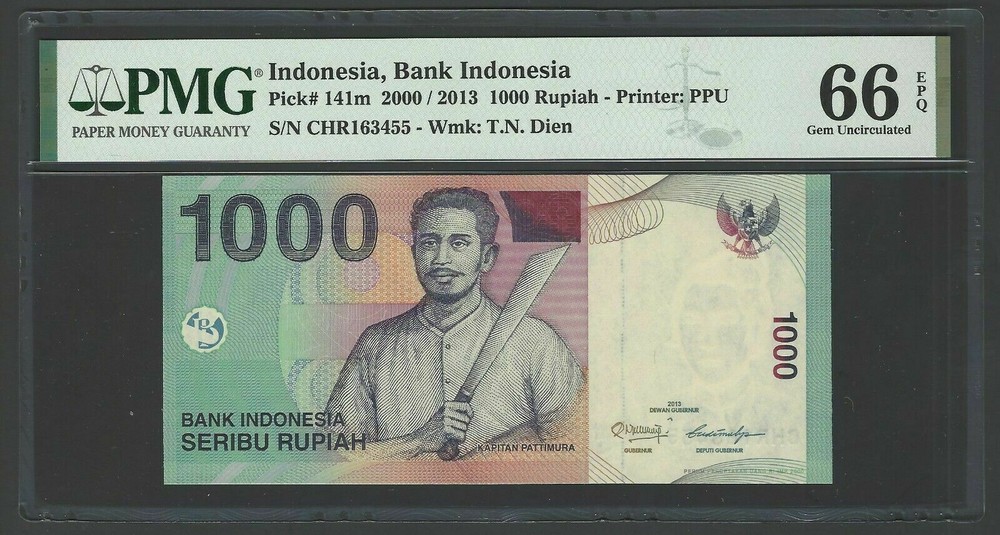 Indonesia 1000 Rupiah 2000 / 2013 P141m Uncirculated Grade 66