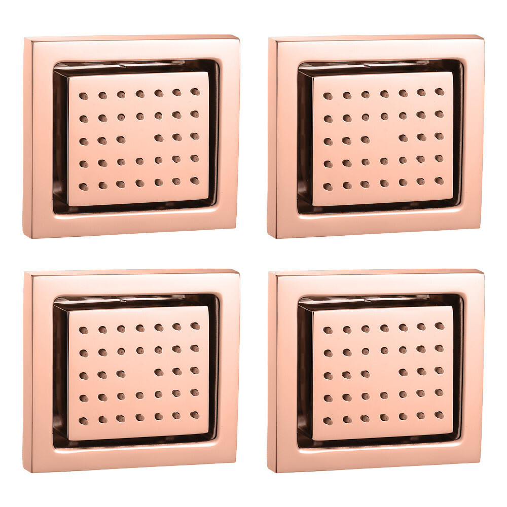 4PCS Square Massage Side Sprayer Spa System Shower Set Wall Mounted Rose Gold