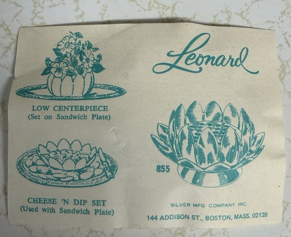 Leonard Lotus Bowl Centerpiece 3 Piece Set Made In Italy Silver Flower Frog