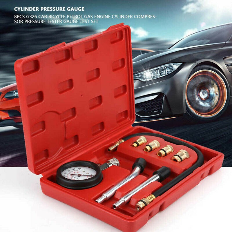 Moto Engine Cylinder Compression Gauge Tester Kit Gas Engine Diagnostic Tool US