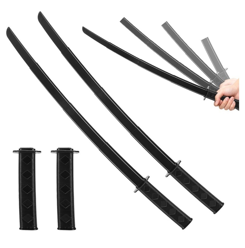 2Pcs 3DPrinted Gravity Retractable Samurai Sword Model Large, Black