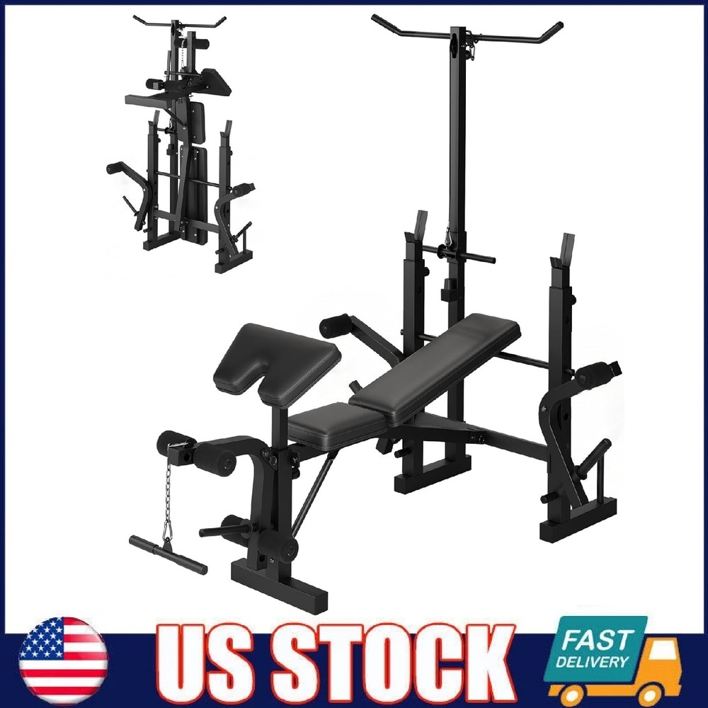 Weight Bench Set with Squat Rack & Leg Extension Bench Press Set ,Training Bench