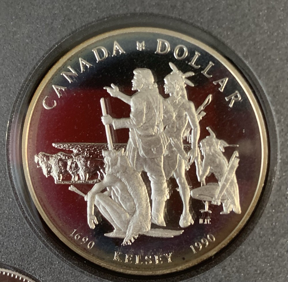 1990 Canada Proof Set, Dbl Dollar, Silver Kelsey Dollar w/COA & OMP