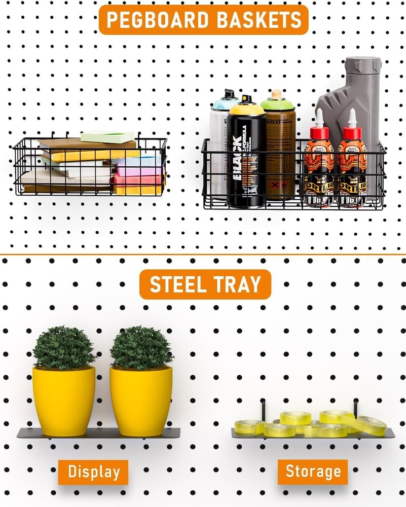 Versatile Pegboard Hooks and Baskets Set - 30 Pieces for Craft and Tool Storage