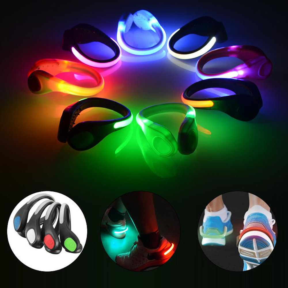 (1 PAIR) LED SHOE Light glow CLIPS for night safety leg running walking jogging
