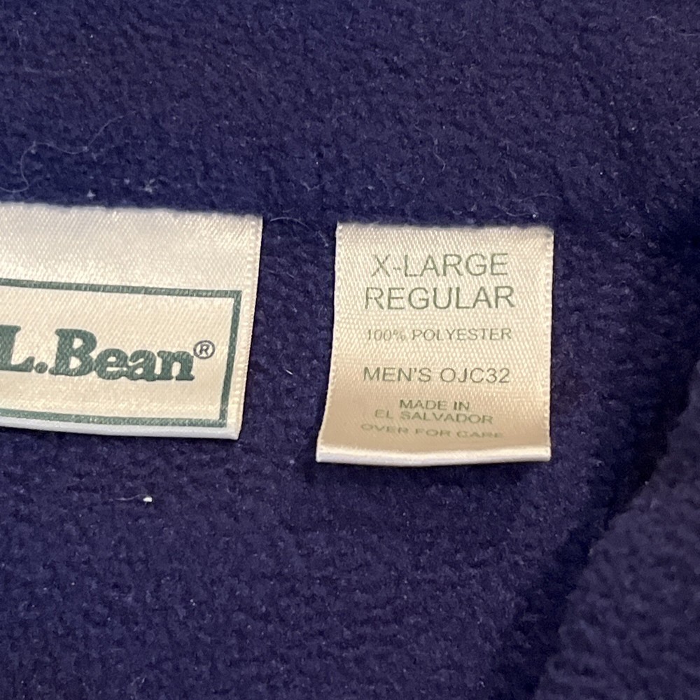 Ll Bean Men’s Fleece XL 1/4 Zip Pullover Navy
