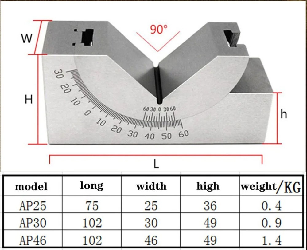 AP30 Milling Precision 90 Celsius Adjustable Angle V Block 0-60 Celsius Vice