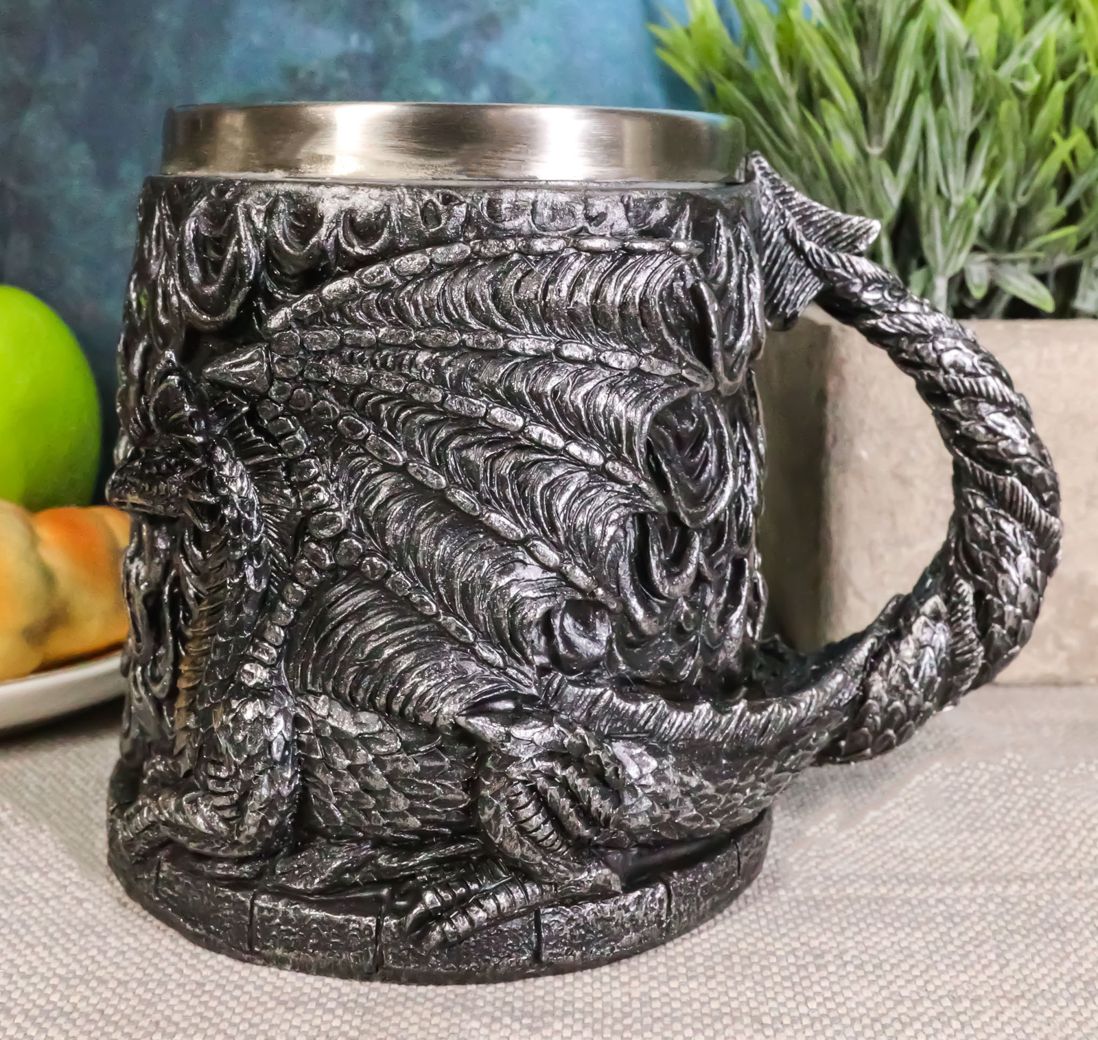Ebros Medieval Flames Fire Dragon Mug Beer Stein Tankard Coffee Cup 5.75"Long