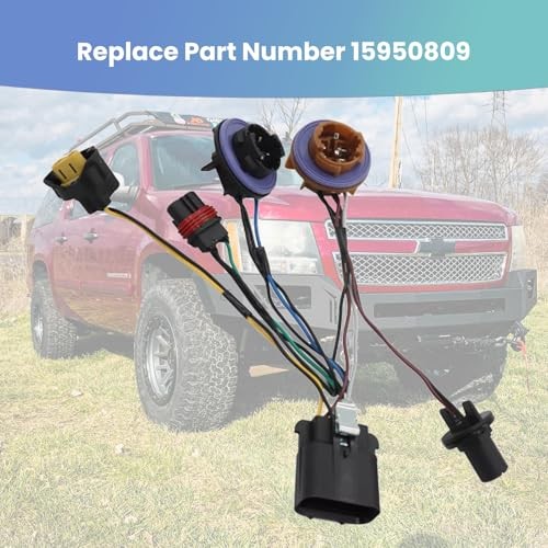15950809 Headlight Headlamp Socket Wiring Harness Fit for Replace OEM 15950809
