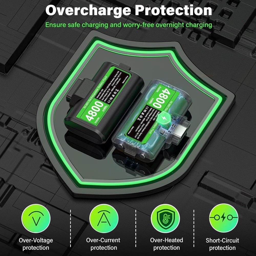 Rechargeable Controller Battery Pack for Xbox,2x4800mWh2000mAh Batteries Pack...