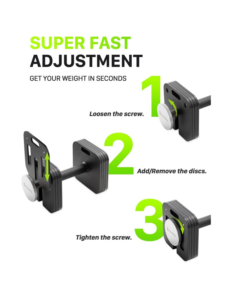Eisenlink Adjustable Dumbbell Set, 10-50/80lb, 5lb Increments, Quick-Lock Squ...