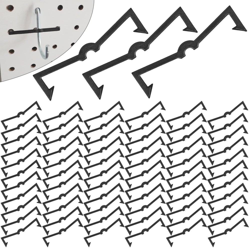 AccEncyc Black Peg Locks Plastic Pegboard Hook 60 Pcs,
