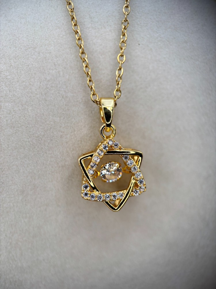 Fifth Ave Gold Rhinestone Triangle Pendant Necklace