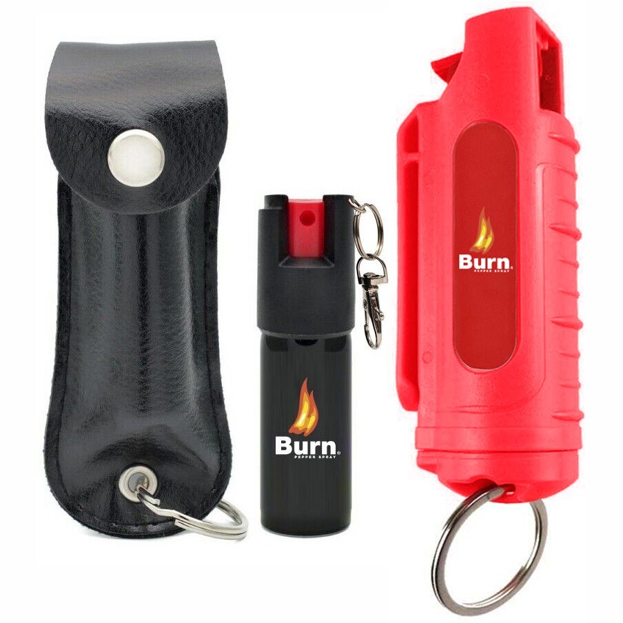 2 PACK BURN Pepper Spray 1/2oz Self Defense Keychain Security Case Black + Red