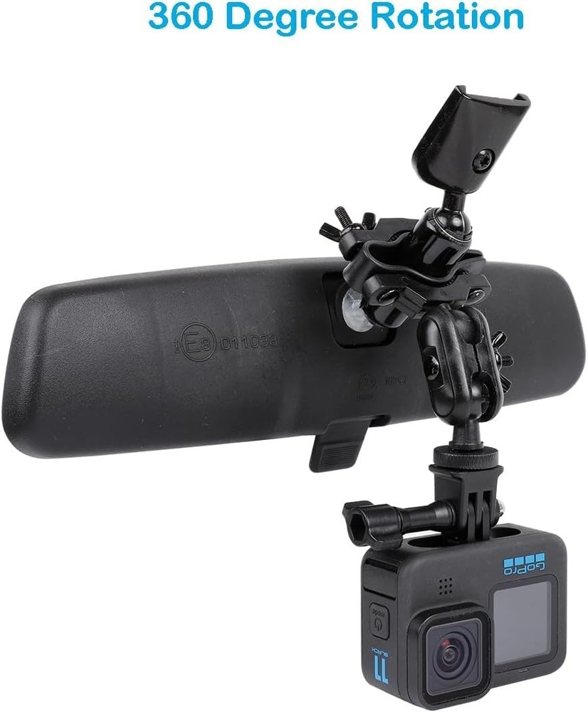 PellKing Rear View Mirror Holder Suction Cup Kit for Insta360 Black