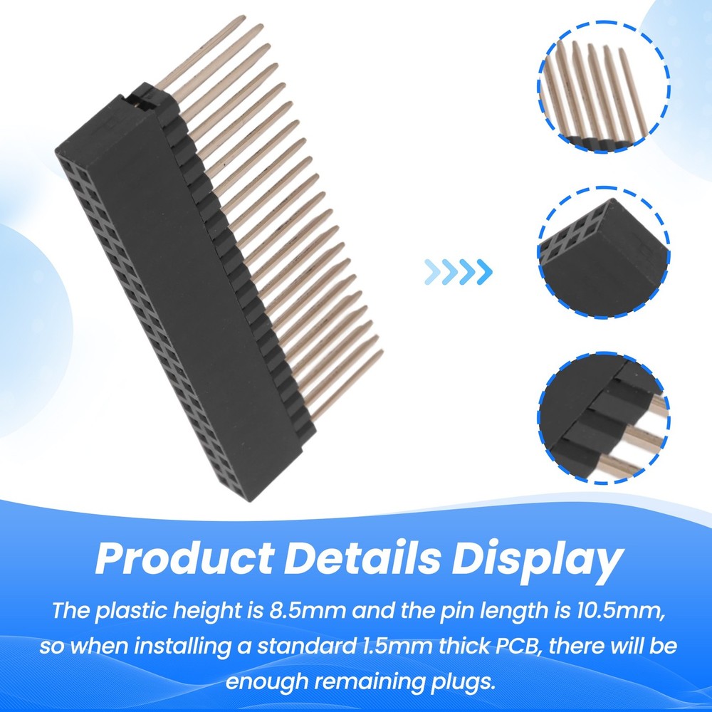 2 x 20 (40 Pin) Stack Head for A+/ B+/ Pi 2/ Pi 3 Extra High Head (Pack 7007