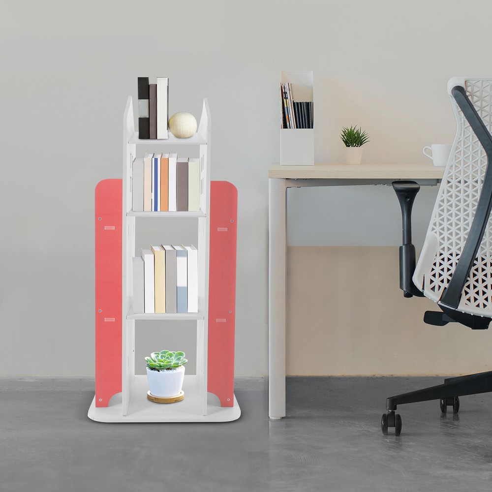 4-Tier Rotating Bookshelf with 360° Access - Sturdy Storage Solution