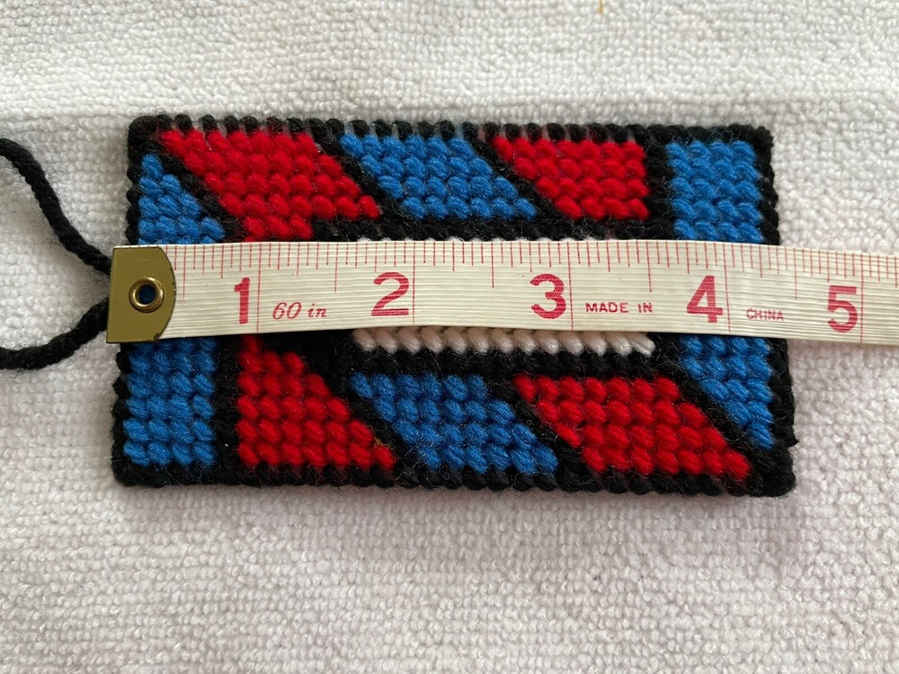 Needlepoint Candle: Red & Blue