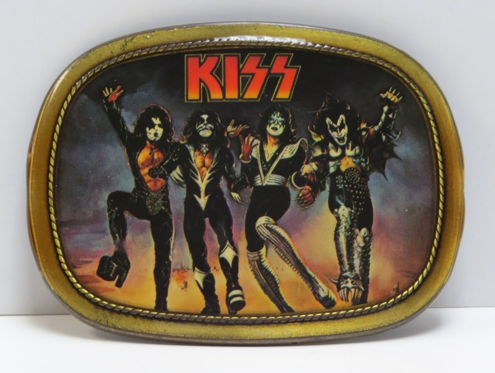 KISS DESTROYER PACIFICA BELT BUCKLE  - 1977 VINTAGE AUCOIN - ACE PETER GENE PAUL