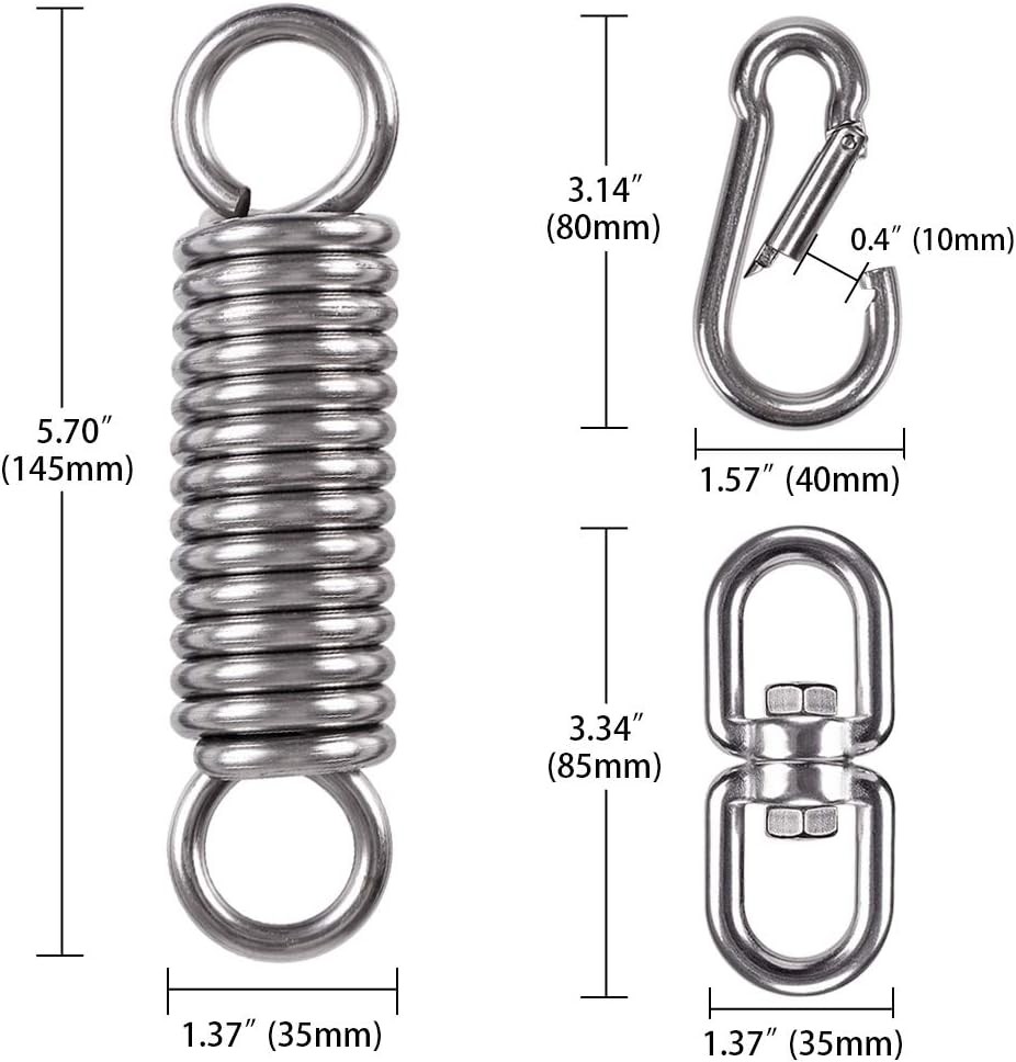 Hammock Chair Hanging Kit Swing Spring Hardware, Heavy Duty 1 Pack, Silver