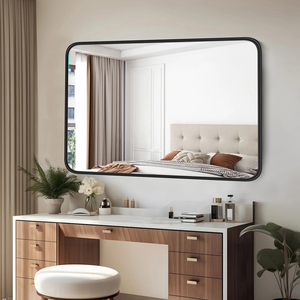 Large Rectangle Vanity Framed Mirror for Wall Matte Metal Framed 30x40in Mirror