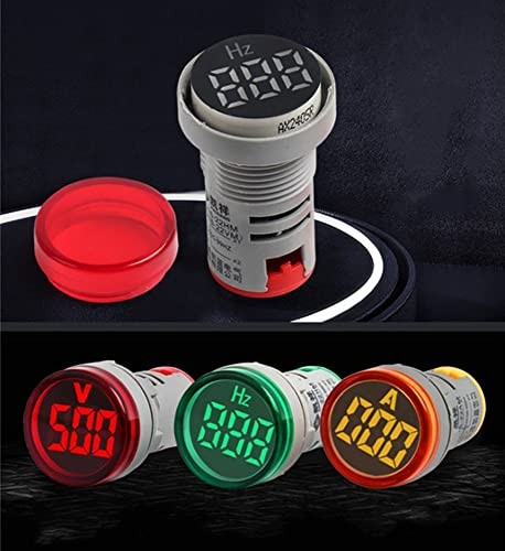 3pcs Digital Display AC Voltage Indicator, 22mm Round Head LED Voltage Red
