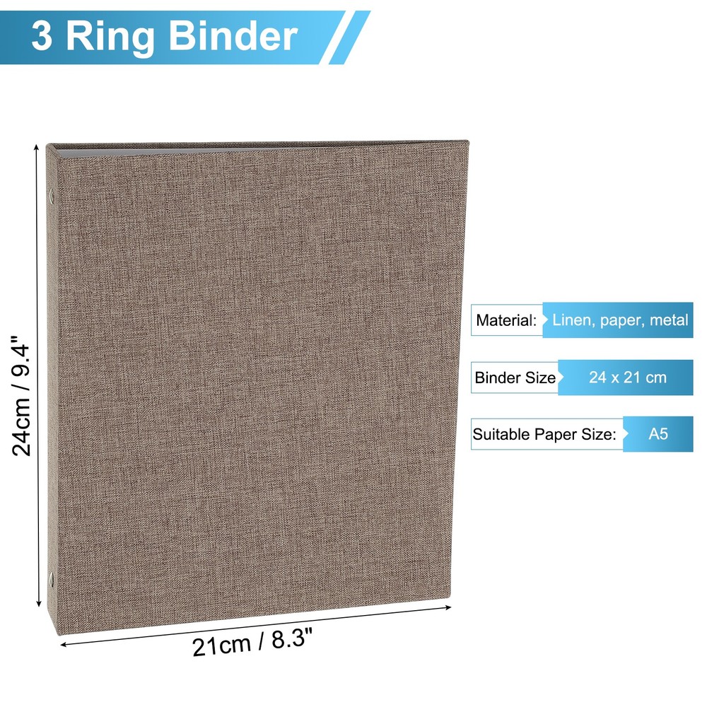 3 Ring Binder, A5 Size Flexible Round Binder, Dark Gray