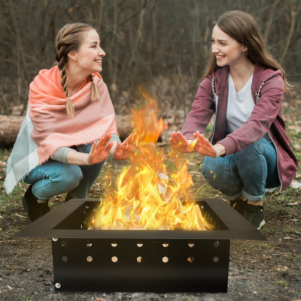FEBTECH Square Smokeless Fire Pit Insert – 32" Square Portable Carbon Steel