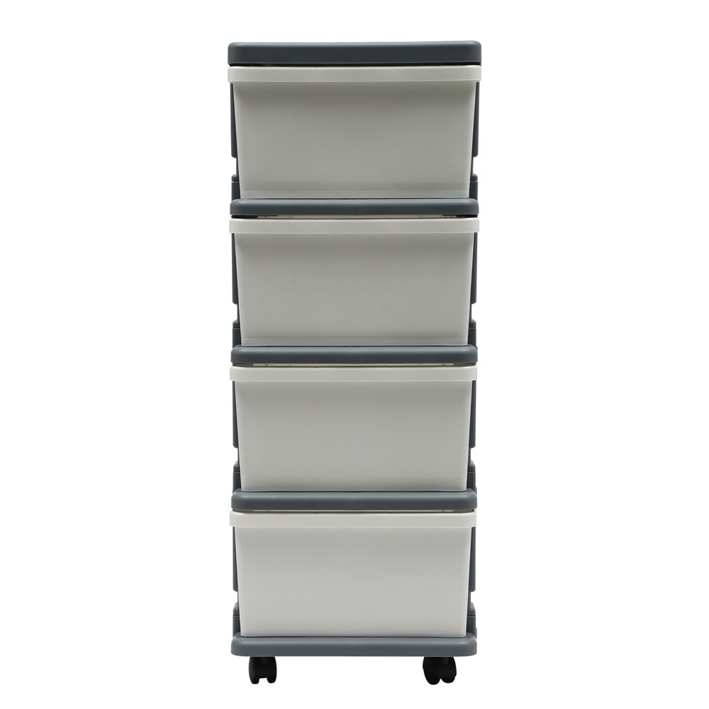 16.5*13.3*34.5in White/ Grey Rectangular PP 4-Drawer Organizer With Tray Top