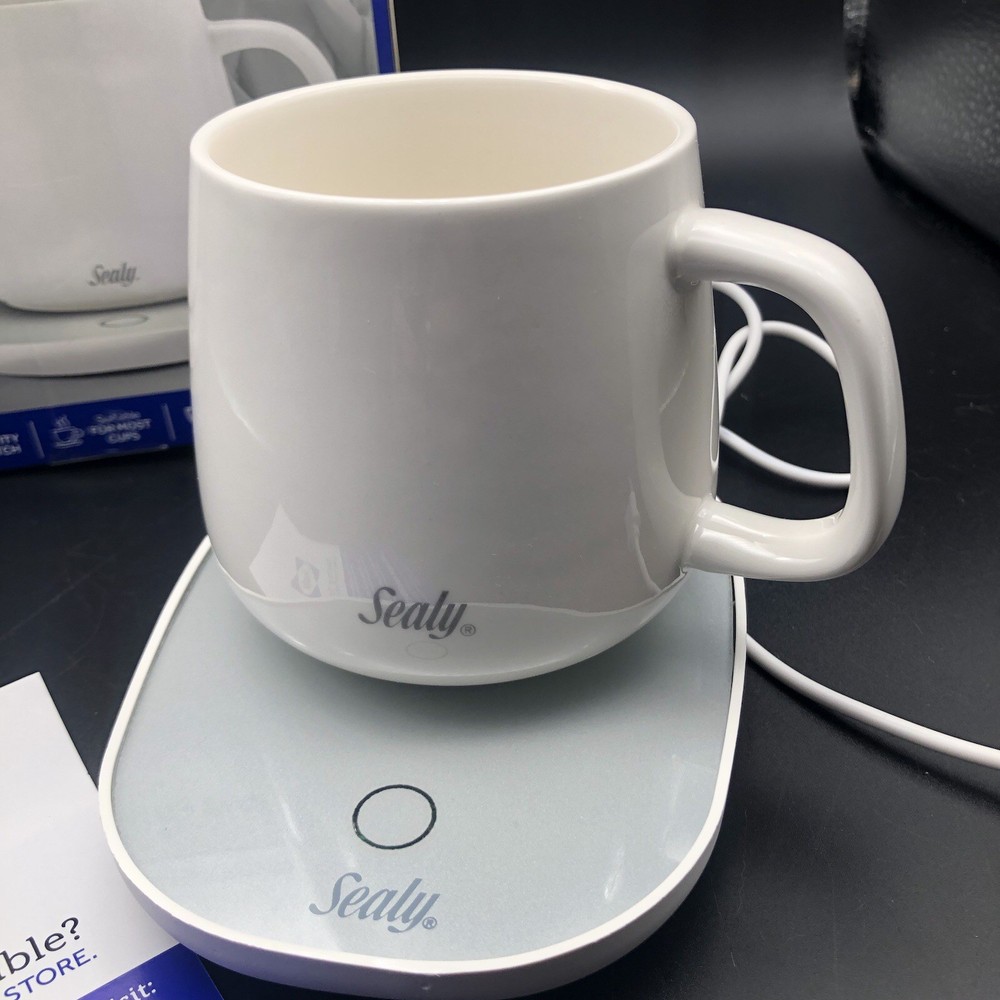 Sealy Coffee Mug+Mug/Cup Warmer 2Pc Set, USB Power, Temp Control, Gravity Switch