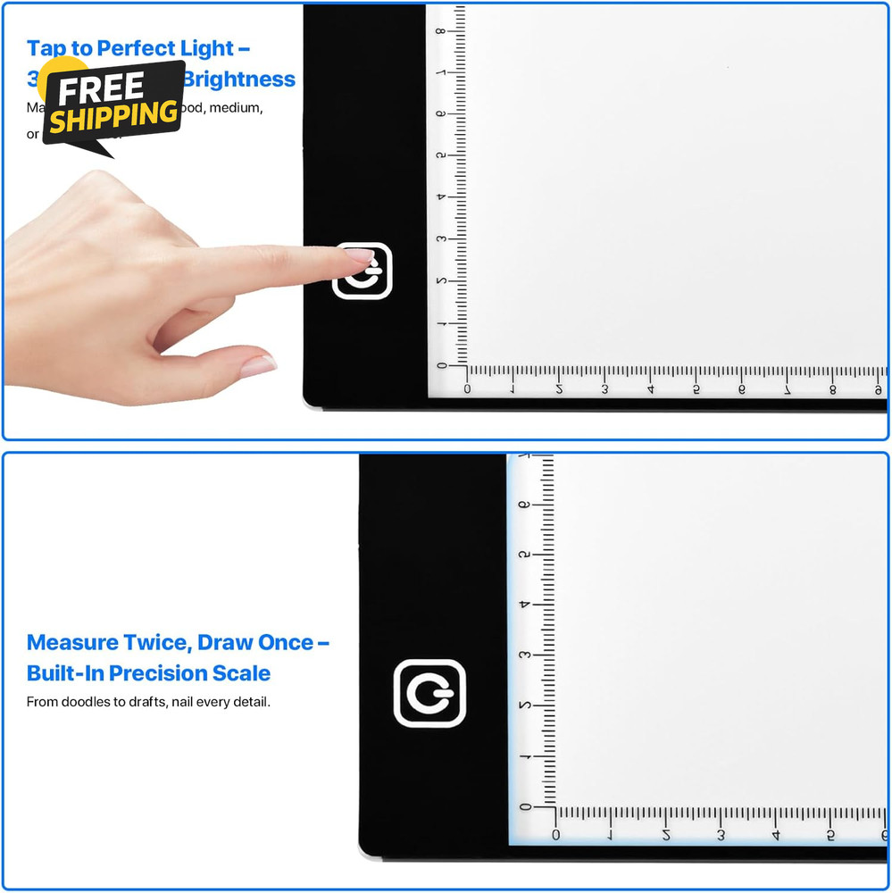 A5 LED Light Box for Tracing and Drawing - Ultra-Thin Adjustable Light Table/Boa