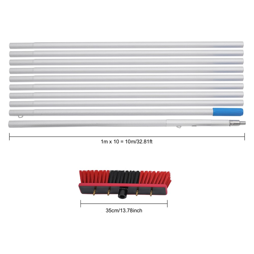 Solar Panel Cleaning Brush & Pole Kit Window Cleaner 10m Cleaning System
