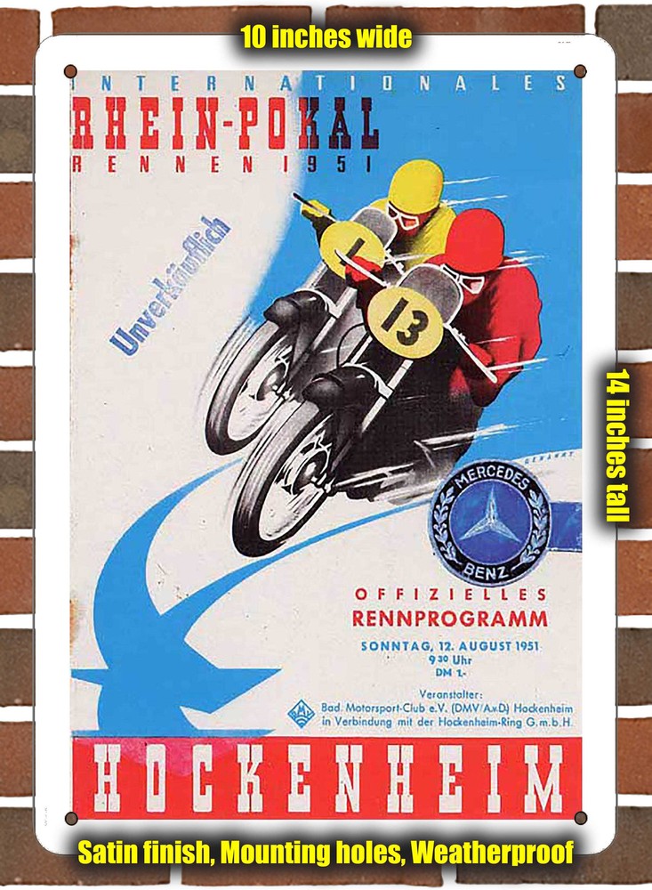 Metal Sign - 1951 Hockenheimring Racing Program - 10x14 inches