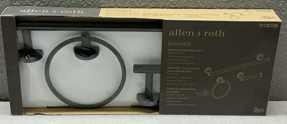 Allen + Roth 3-piece Bathroom Hardware Set, Matte Black