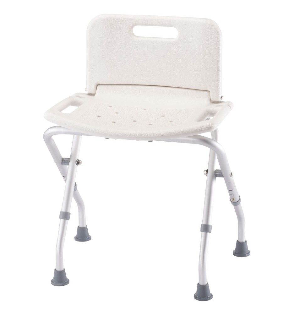 Folding Bath Seat with Back Support, Portable Shower Bench, White, White