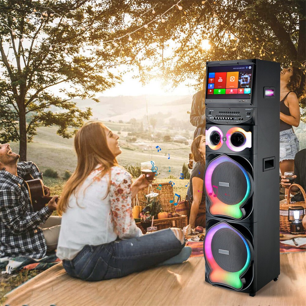 Portable Professional Karaoke Machine Speaker w/Touchscreen Tablet &Wireless Mic