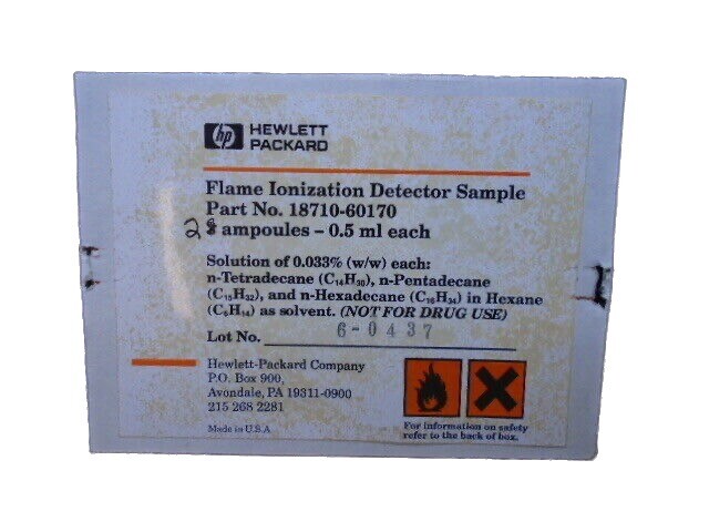 (2)AGILENT HP 0.5mL Flame Ionization Detector Sample Thermal Conductivity Ampule
