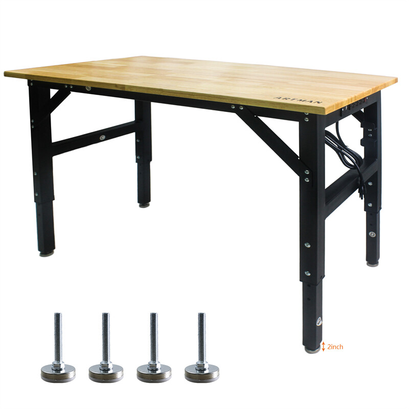 With Socket and Wooden Top Multi-Function Metal Adjustable HeavyDuty Worktable
