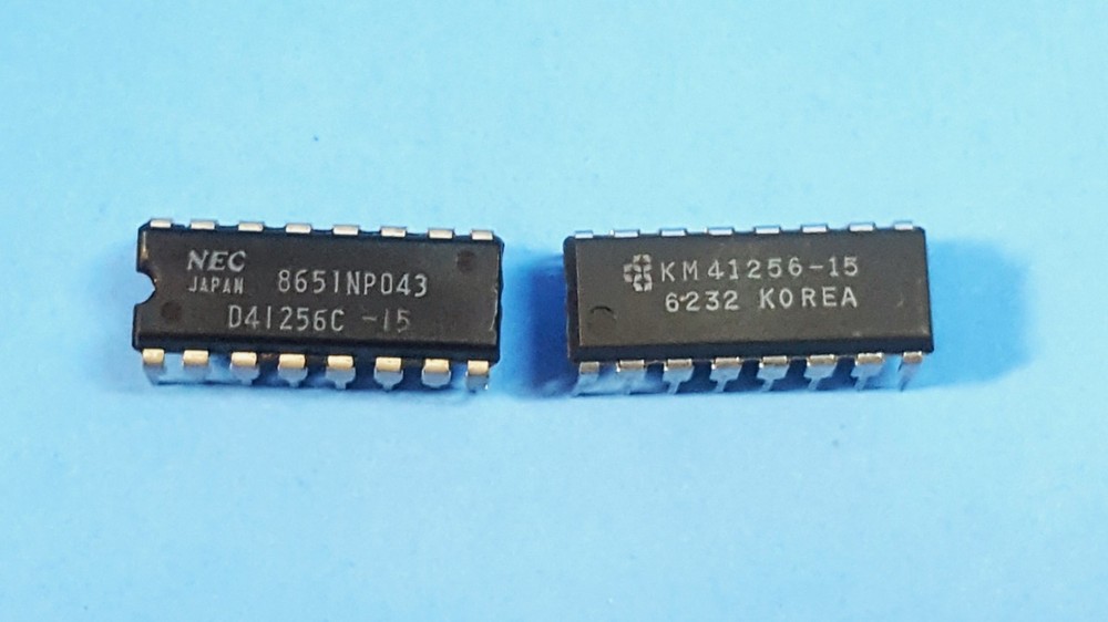 2Pcs- IC, Dynamic Ram, D41256-15, NEC or KM, 16pin