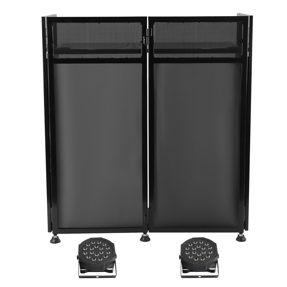 DJ Event Booth Facade with LED Lights, Portable Table & Adjustable Scrims