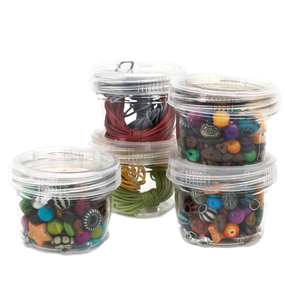 Storage Containers Stackable Interlocking Detachable 5 For Beads Crafts Medicine