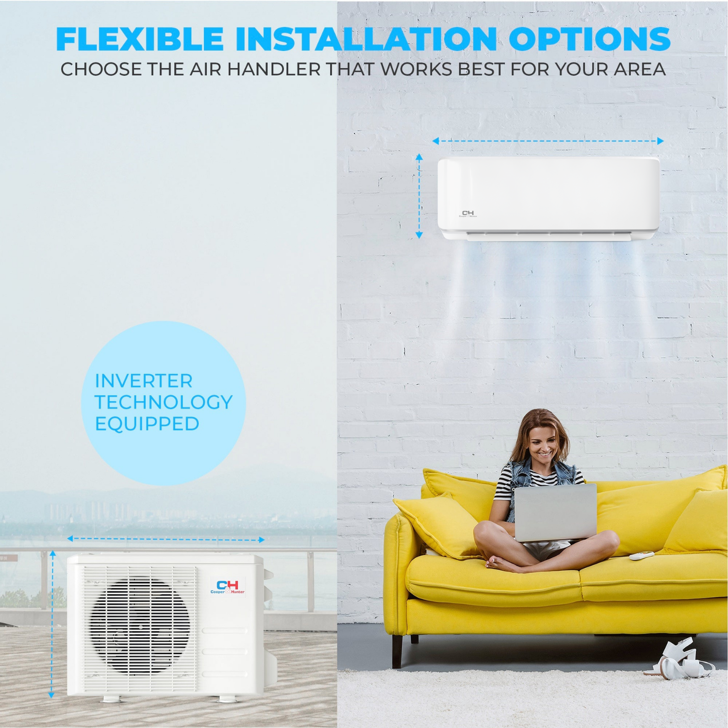 9000 - 36000 BTU 230V Single Zone Sophia Series Mini Split Air Conditioner + Kit