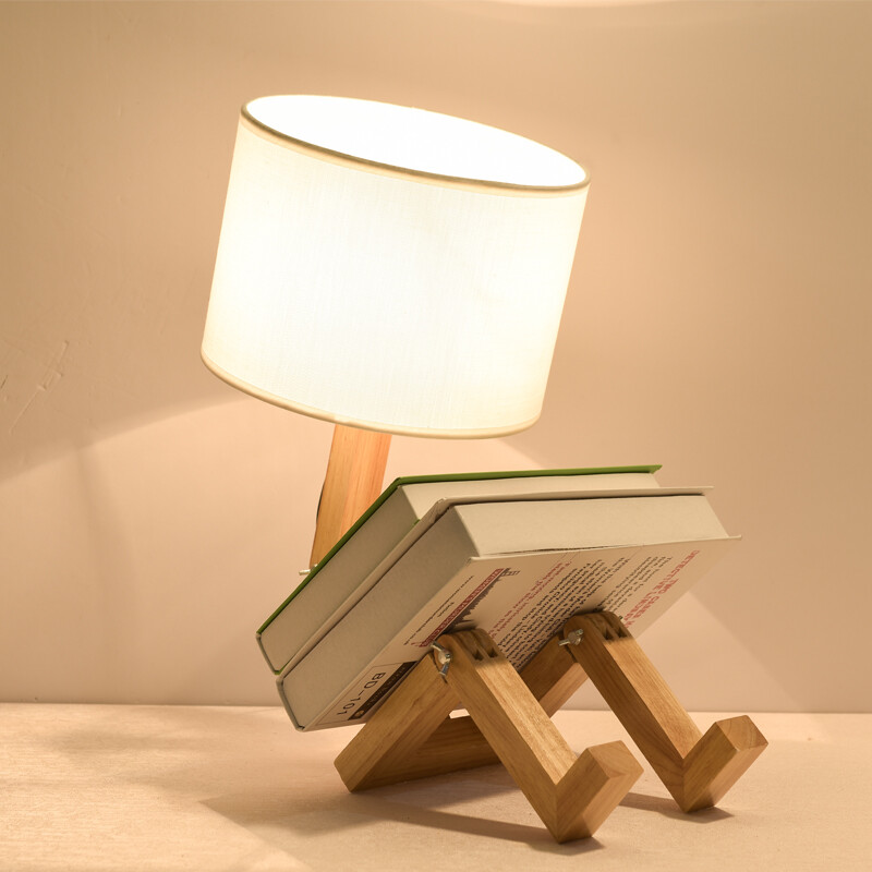 7W LED Adjustable Table Light Wooden Bedside Night Lamp E27/E26 Bulb Switch Plug