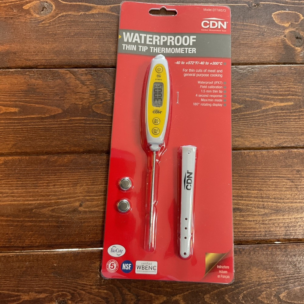 CDN DTTW572 Thin Tip Waterproof Pocket Thermometer 180° Rotating Display
