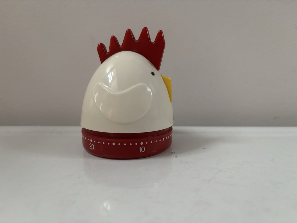 Crate & Barrel Red & White Rooster Chicken Kitchen Timer