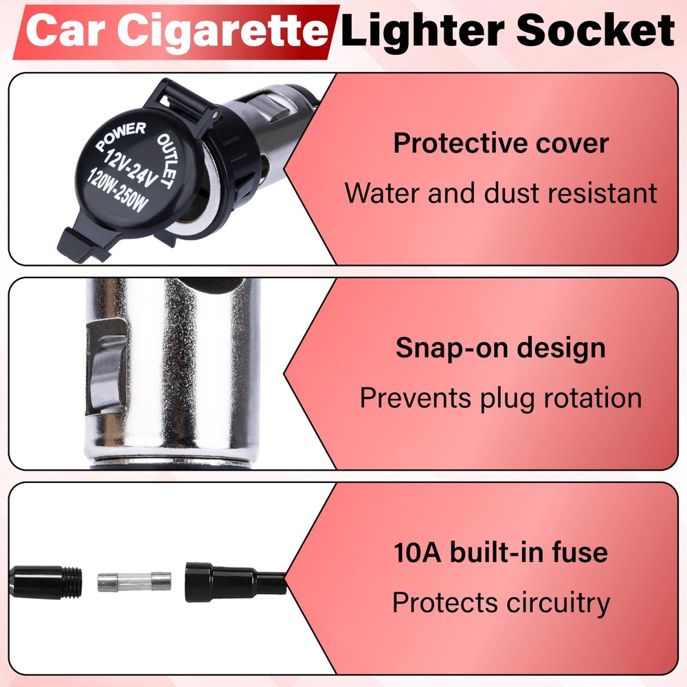 2 PCS Car Cigarette Lighter Socket, Replacement, 12 Volt...