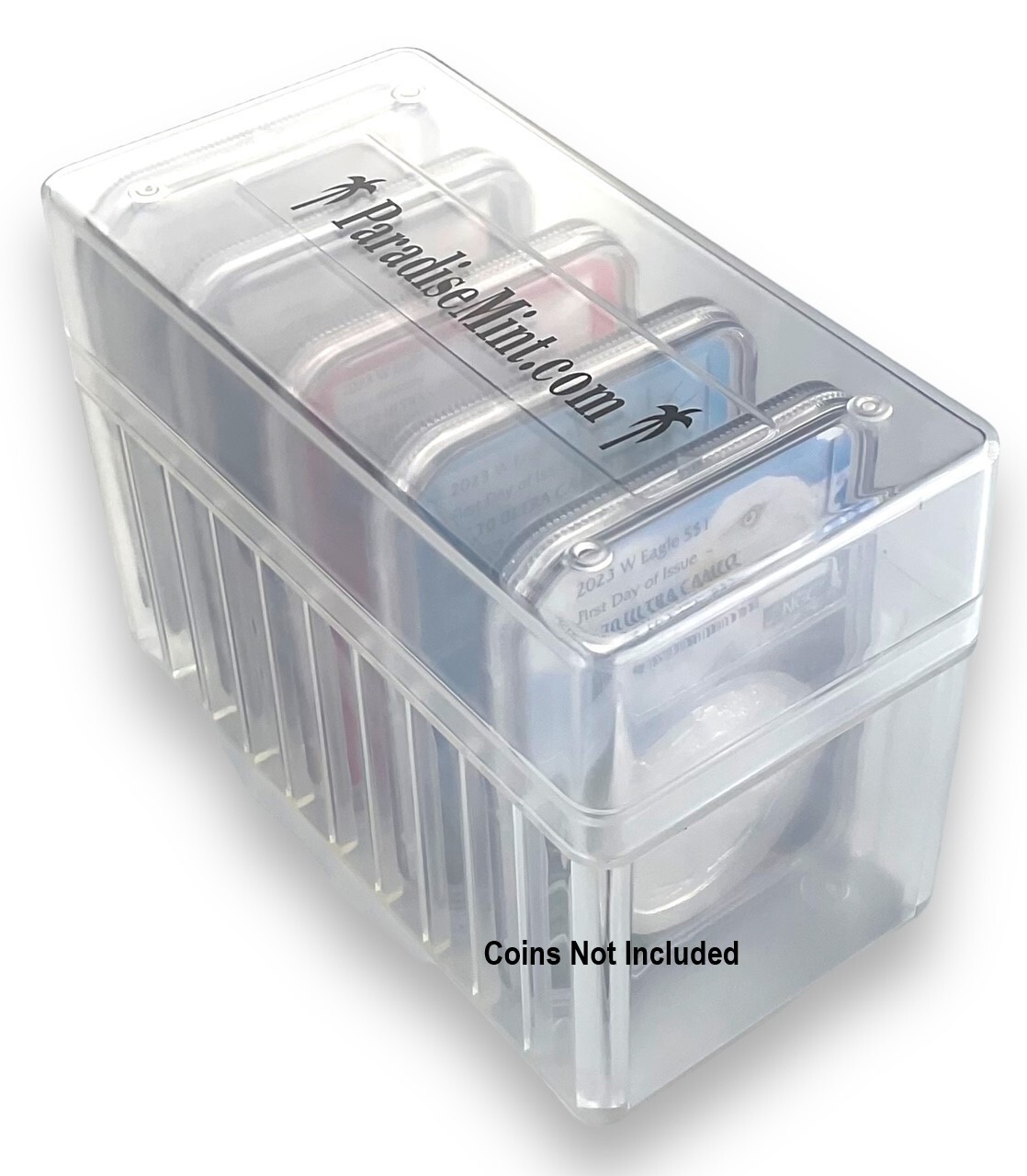 Paradise Mint Brand 10 Coin Clear Storage Box for NGC and PCGS Slabs